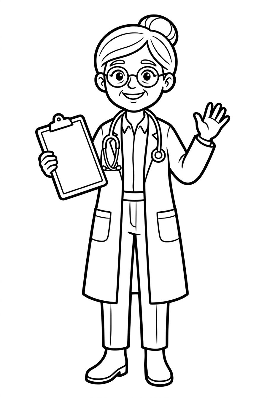 Line-art coloring page: Dr. Tilde