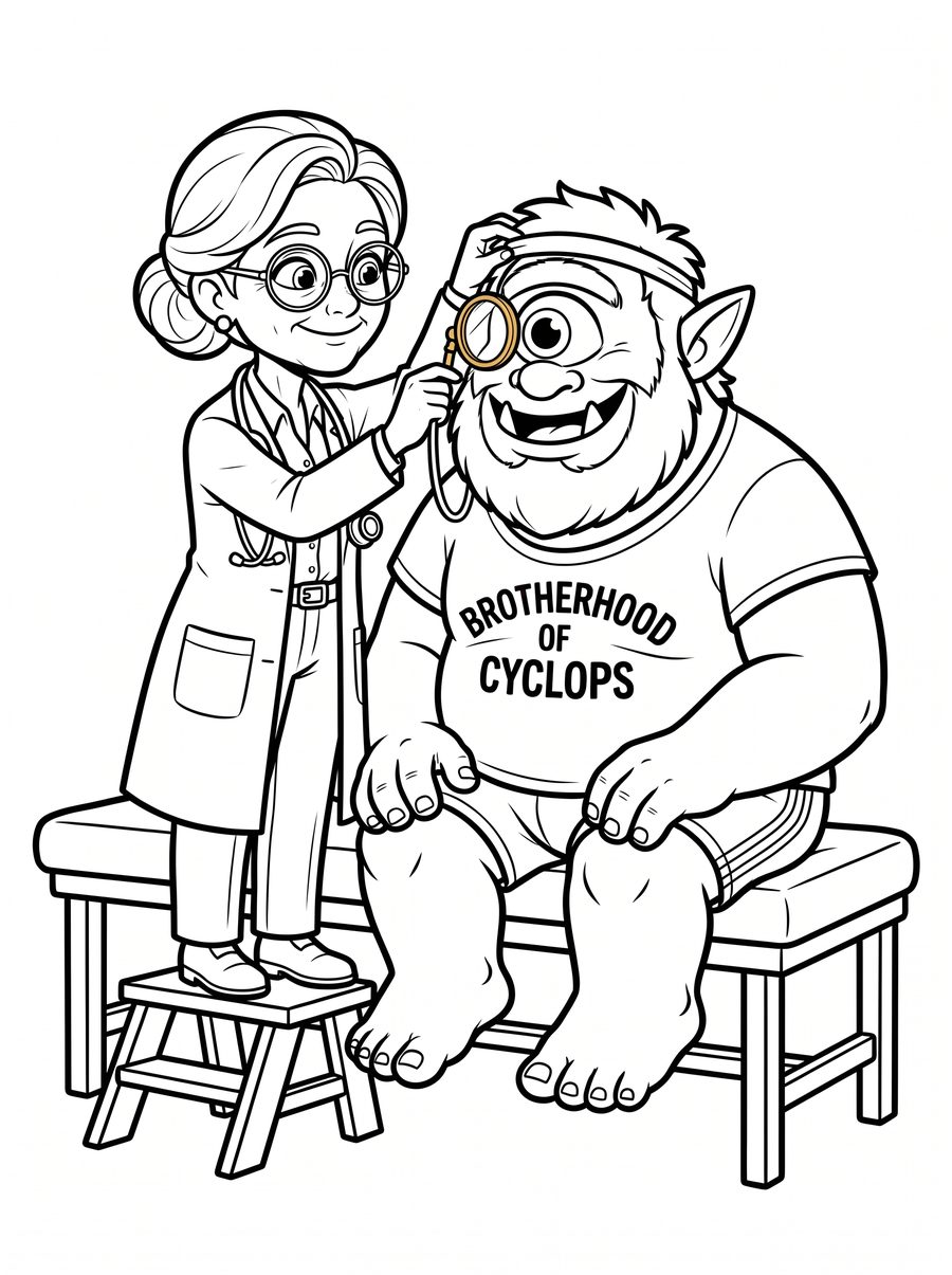 Line-art coloring page: A Brand-New Monocle